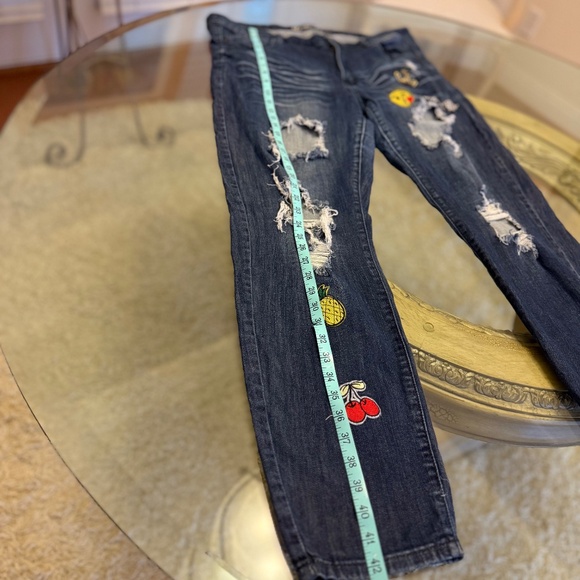 Machine Pour Neuf Mode Distressed Jeans Women's 20 Patch Denim Embellished Boho - Picture 9 of 13